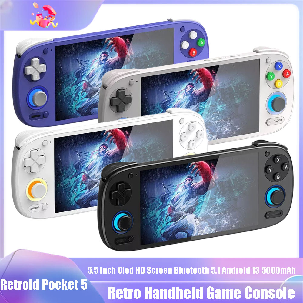 Retroid-consola portátil Pocket 5 SD865, reproductor de videojuegos Retro con pantalla Oled HD