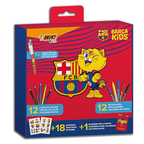 BIC Kids Kit de Colorear FC BARCELONA con Bolígrafo 4 Colores Exclusivo