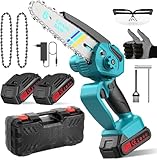 Mini Motosierra Bateria 6000mAh, 6 Pulgadas Motosierra Eléctrica Bateria, Motosierras de Mano