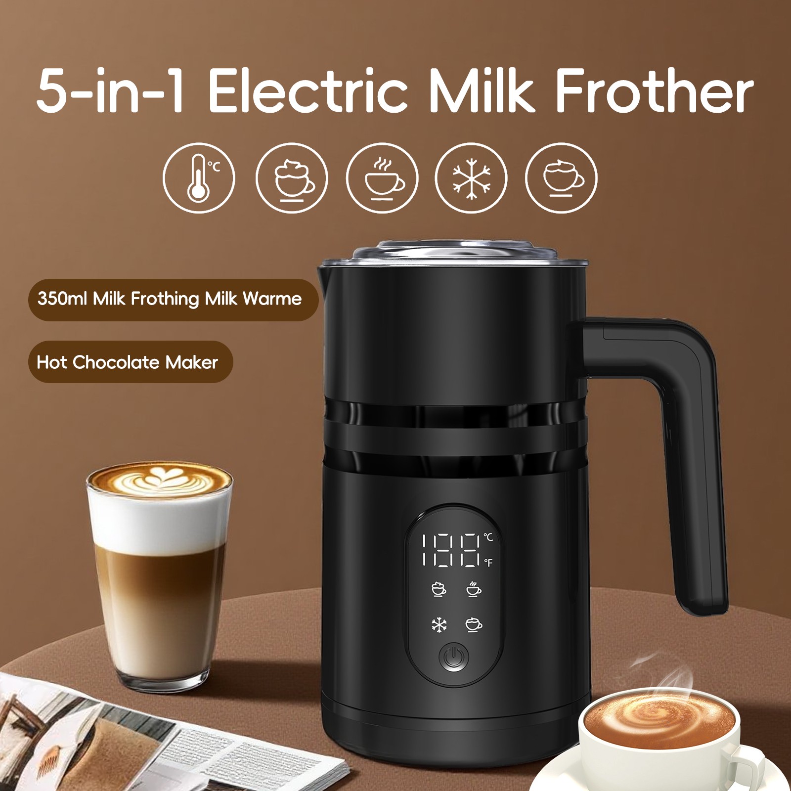 Brutelle Espumador de leche eléctrico Capacidad 580 ml Cálido y frío