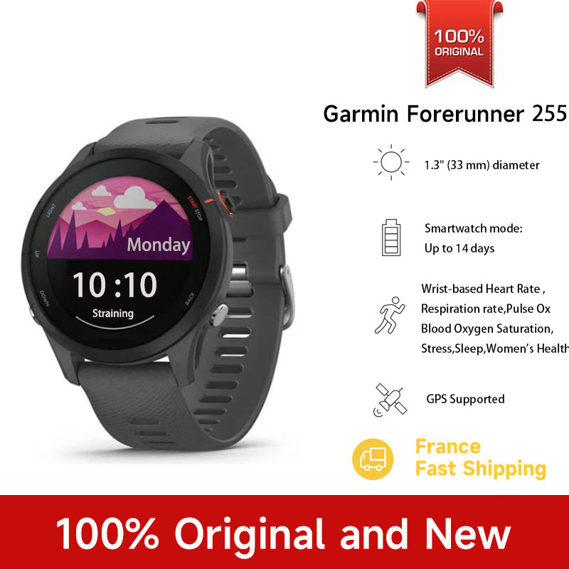 Garmin Forerunner 255 de 46mm, Pantalla 1.3'', batería de 14 días, 4GB RAM, NFC, Wifi y 5ATM