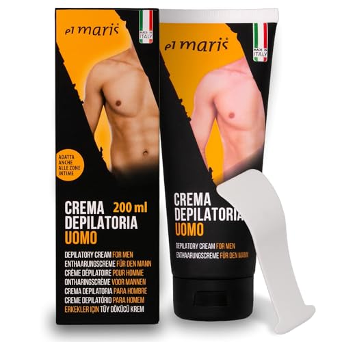 Elmaris - Crema depilatoria para hombre ultrarrápida y lenitiva, con Manteca de Karité y Bisabolol