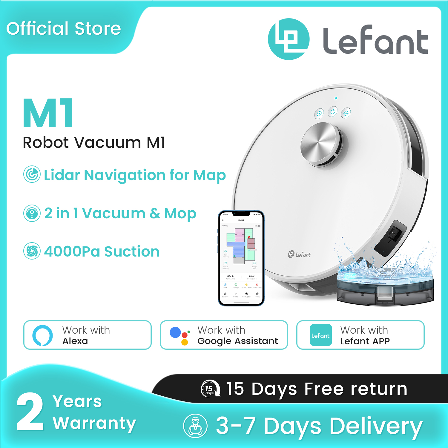 LEFANT M1 Robot Aspirador y Fregasuelos