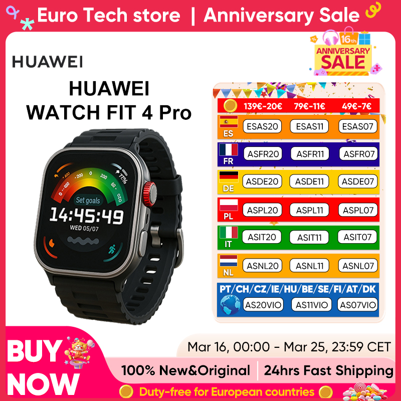 Reloj Huawei Watch Fit 4 pro, Bluetooth, pantalla AMOLED de 1,82", capacidad de la batería de 400mAh