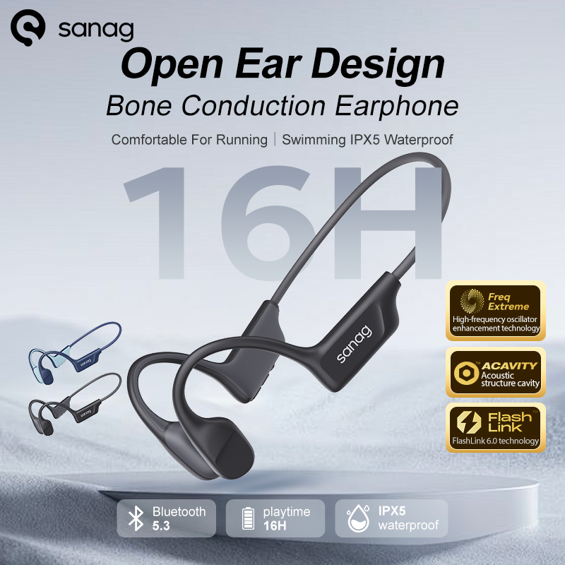 Auriculares de conducción ósea Sanag B22s, 16h de reproducción, IPX5, impermeables, Bluetooth 5,3