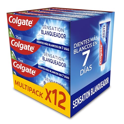 Colgate Pasta de dientes Sensation Blanqueador 12x75ml | Con microcristales limpiadores activos