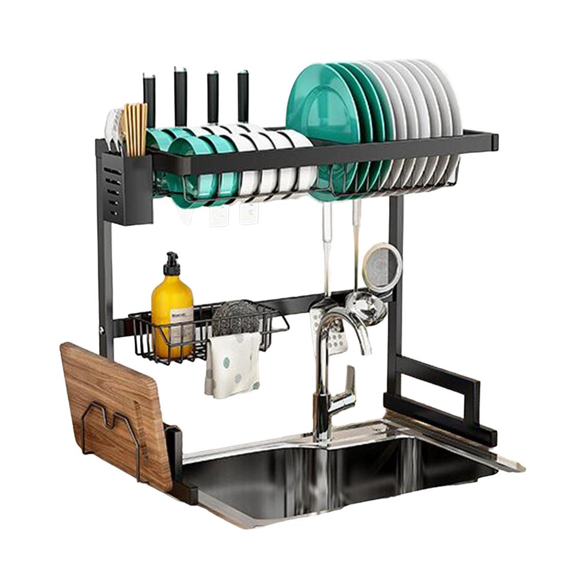 Escurridor para platos de cocina lava, escurridor para fregadero con jaula para palillos cubiertos