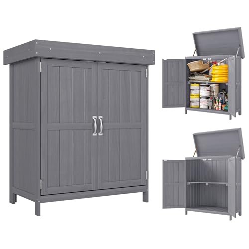 Outsunny Armario de Jardín de Madera cm Cobertizo Exterior para Almacenamiento