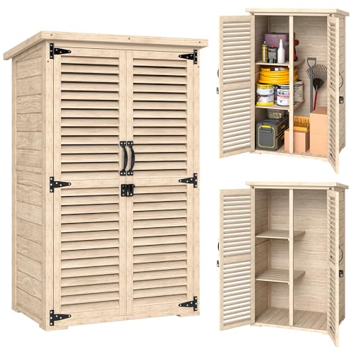 Outsunny Caseta de Jardín de Madera, 75x50x118 cm, Cobertizo Jardín Exterior