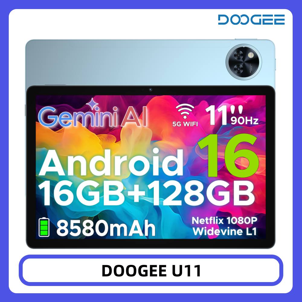 Tablet DOOGEE U11 de 11 Pulgadas con Pantalla Ultraclara de 90Hz, 16GB + 128GB, Batería de 8580mAh
