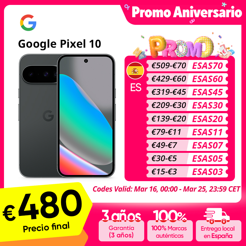 Versión global Google Pixel 10 5G Smartphone Google Tensor G5 Pantalla OLED de 6,3 pulgadas