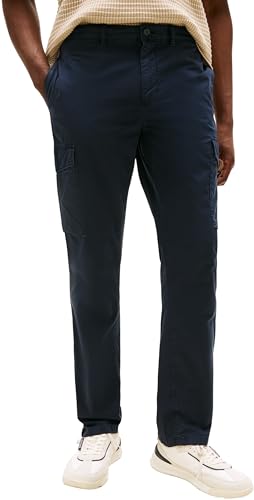 Tommy Hilfiger Pantalones Cargo Hombre Denton Twill con Bolsillos, Azul