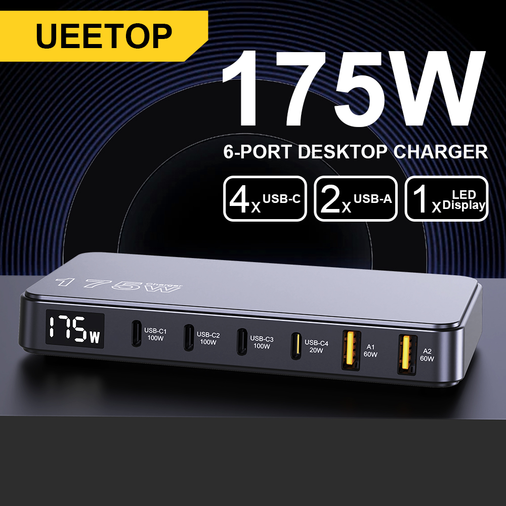 Ueetop-cargador USB C GaN de 175W