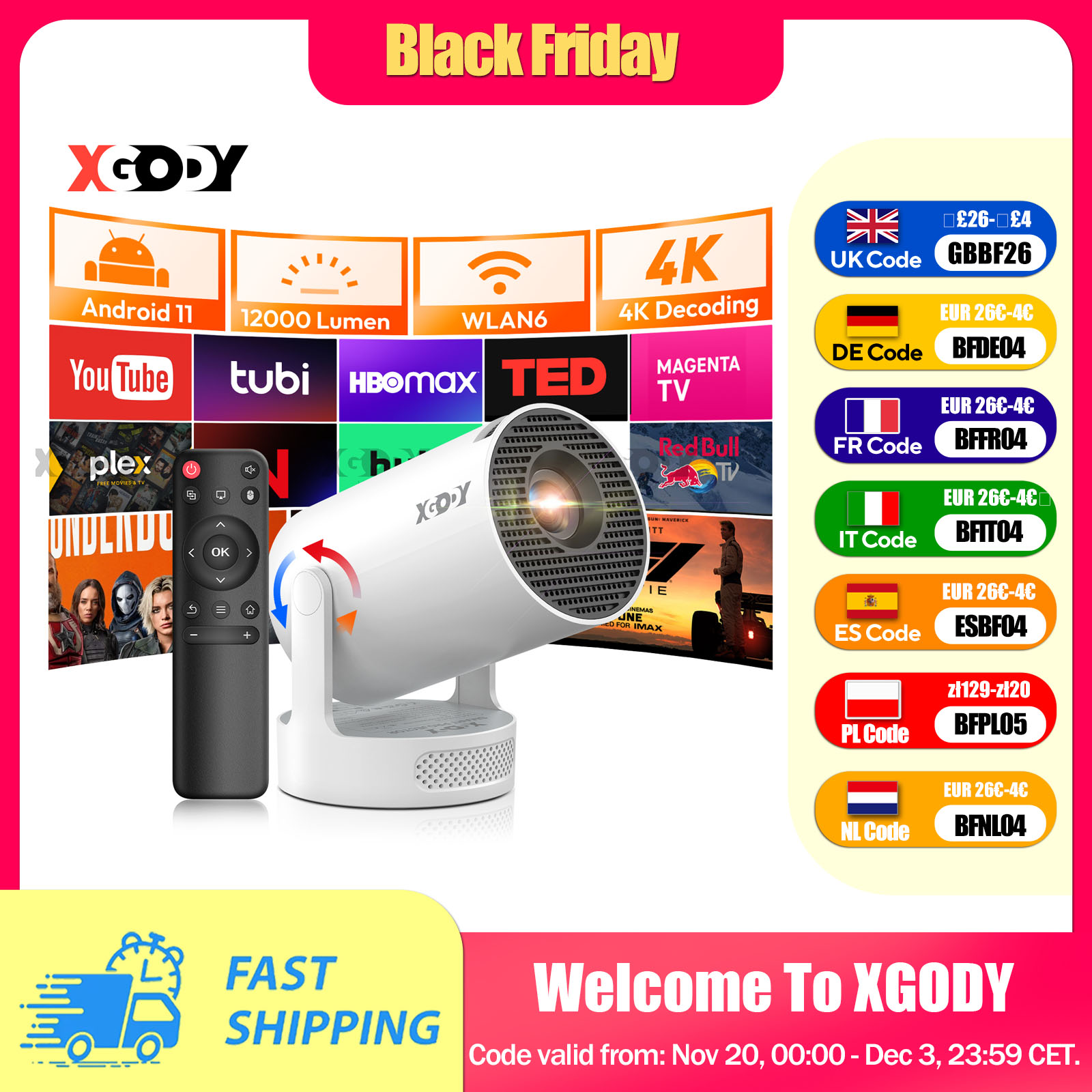 Proyector LED XGODY 4K 1080p