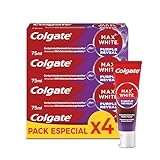 ‘Pack’ de pastas de dientes blanqueadoras Colgate Max White Purple Reveal