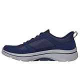 Skechers Go Walk Arch Fit 2.0 Seared, Zapatillas Hombre, Navy and Orange Leather/Textile, 47 EU