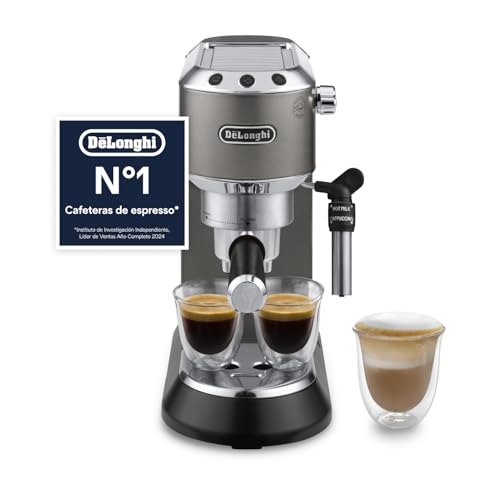 De’Longhi Dedica Style– Perfetto Cafetera Espresso Manual Compacta, Espumador de Leche Manual
