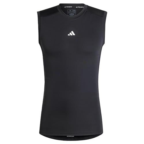 adidas Uomo Techfit Compression Training Sleeveless T-Shirt, Black
