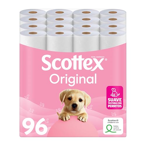 Scottex Original Papel higiénico, 96 rollos, 6 packs de 16 rollos dos capas