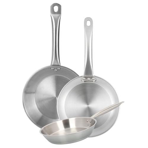 Well Home Set de 3 Sartenes en Acero inoxidable, Aptas para inducción y SIN antiadherente