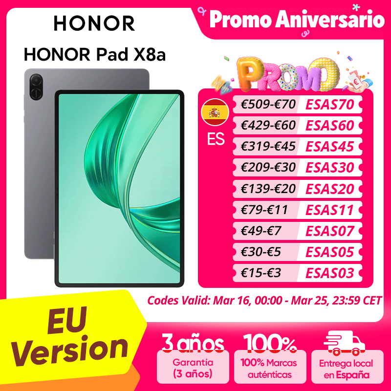 HONOR Pad X8a 11", Protección Ocular, Batería de 8300mAh,  Altavoces de Gran Amplitud, Mejora de Voz