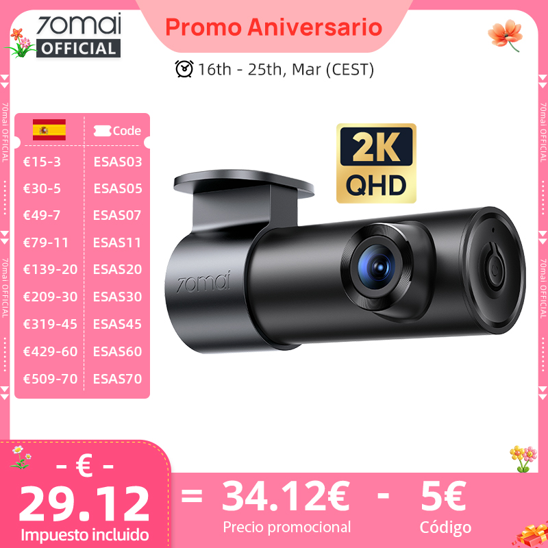 Cámara de salpicadero 70mai M310 Plus 2K 143° Control de voz 24H con Visión nocturna