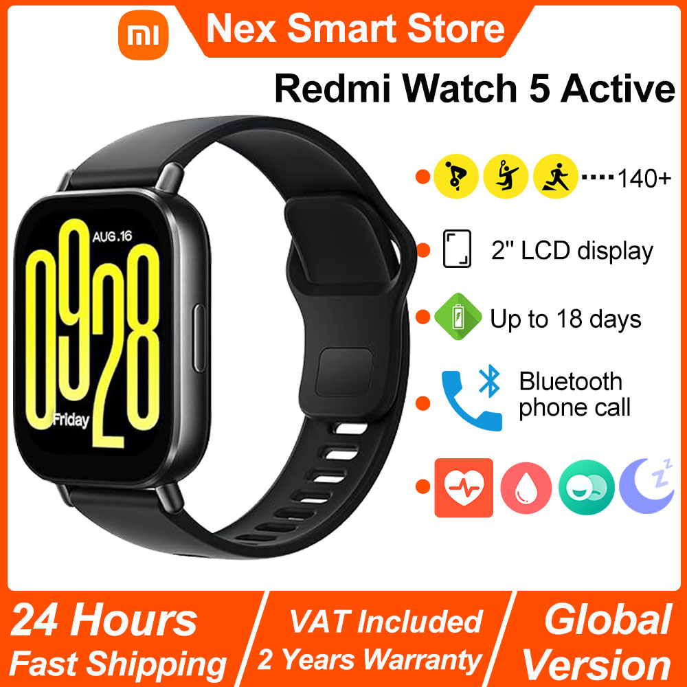 Xiaomi Redmi Watch 5 Active, Bluetooth, pantalla de 2", control del oxígeno y frecuencia cardíaca