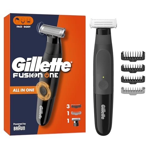 Gillette Fusion One Recortadora De Barba Y Afeitadora Corporal, Barbero Todo En Uno