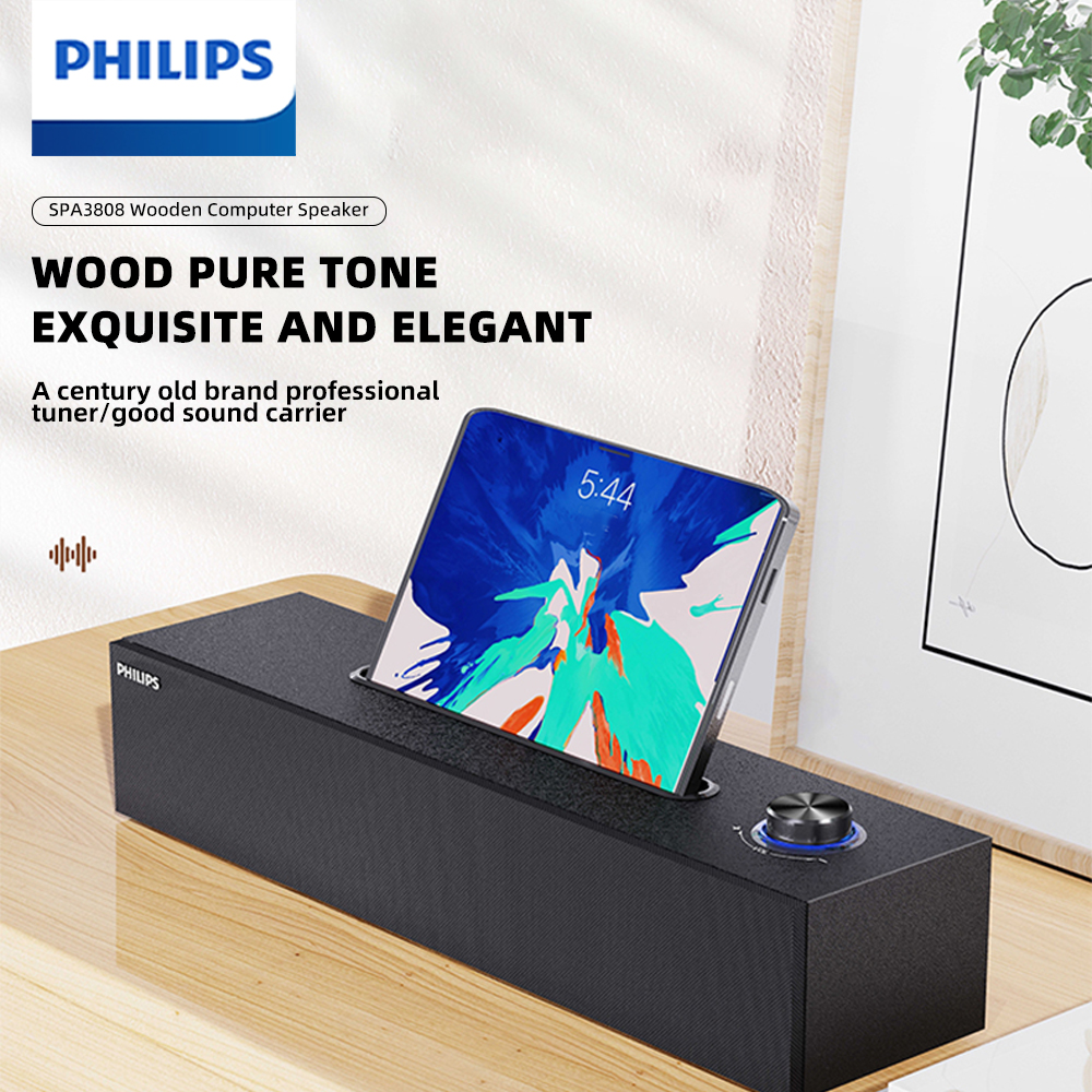 Barra de sonido Philips SPA 3808 con Sonido HIFI, Audio 3D y tarjeta de sonido