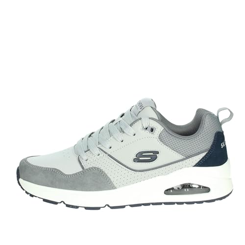 Skechers Uno Retro One, Zapatillas Hombre, Gris Duraleather Suede Mesh