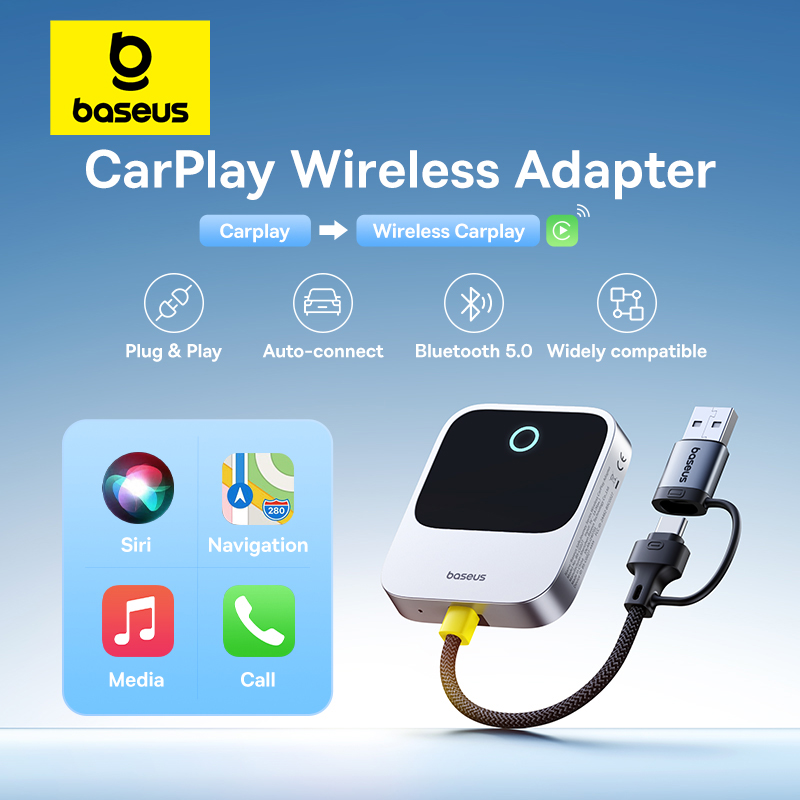 Baseus CarPlay inalámbrico con cable a adaptador - CarPlay con sistema Plug & Play Bluetooth Smart