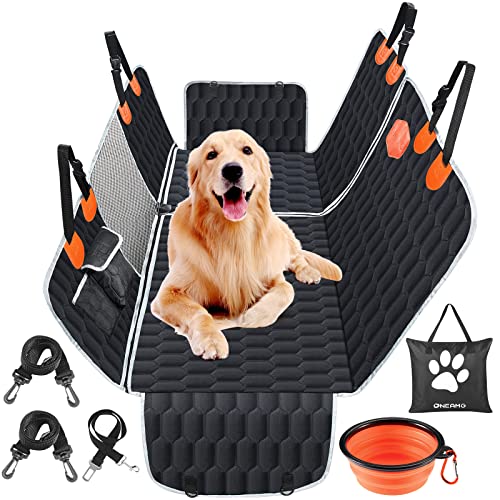 OneAmg Funda Coche Perro Protector Coche Perros Asiento Trasero con Ventana de Malla Visible