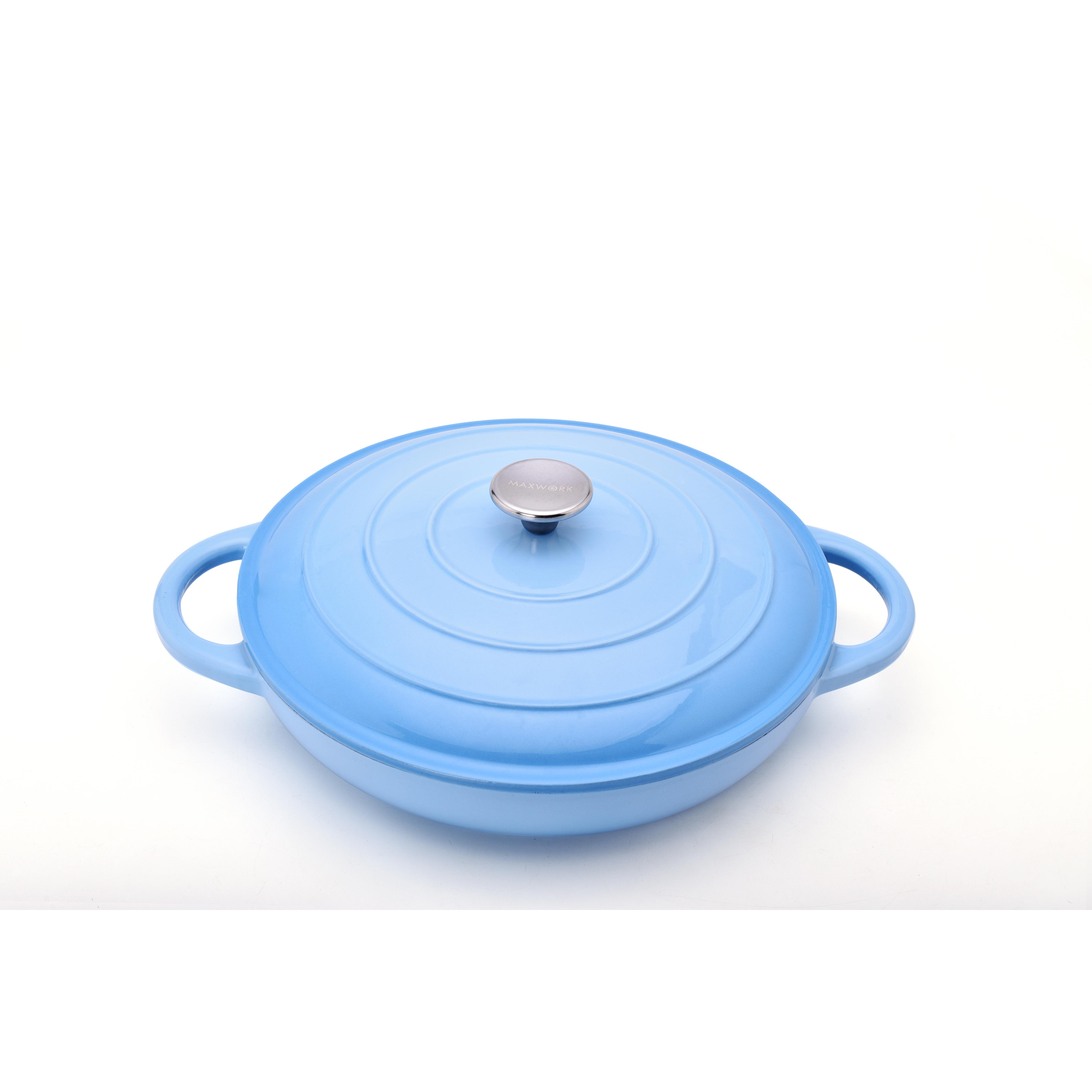 MAXWORK Cocotte redonda olla esmaltada de hierro fudido de Φ30, menor profunda