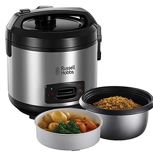 Russell Hobbs- Vaporera y arrocera grande (antiadherente, tapa de cristal)