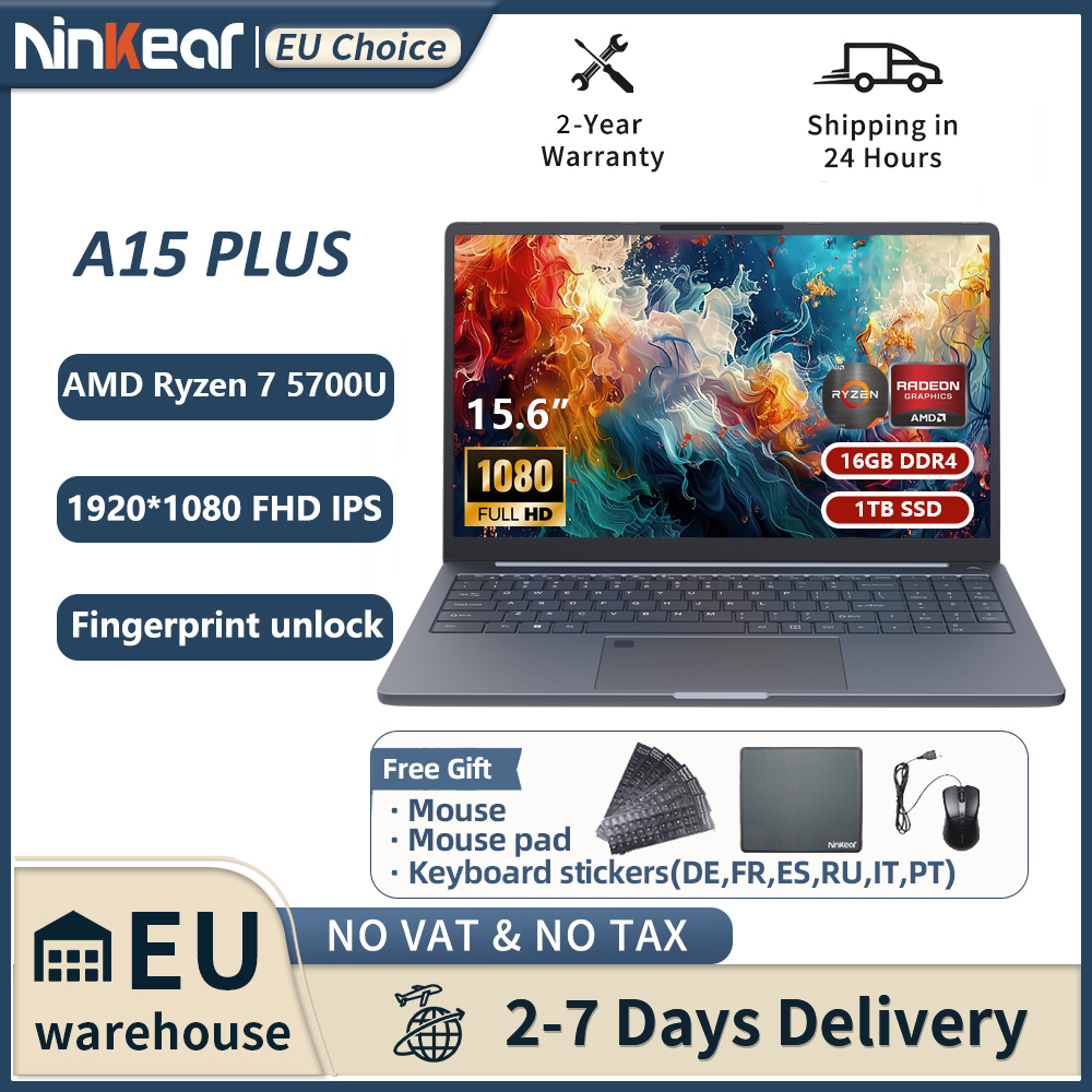 Ninkear A15 PLUS Pantalla de 15.6, AMD Ryzen 7 5825U, 16 GB DDR4 + 1 TB SSD, WIFI 6, Windows 11