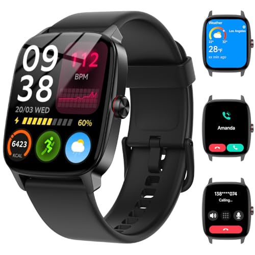 Reloj Inteligente Mujer Hombre con Llamadas Bluetooth y Voz AI, 1.85'' Smartwatch con Whatsapp