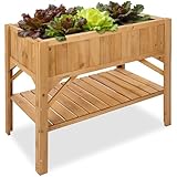 tectake® Jardinera Exterior de Madera, Cama Elevada con Inserto Protector