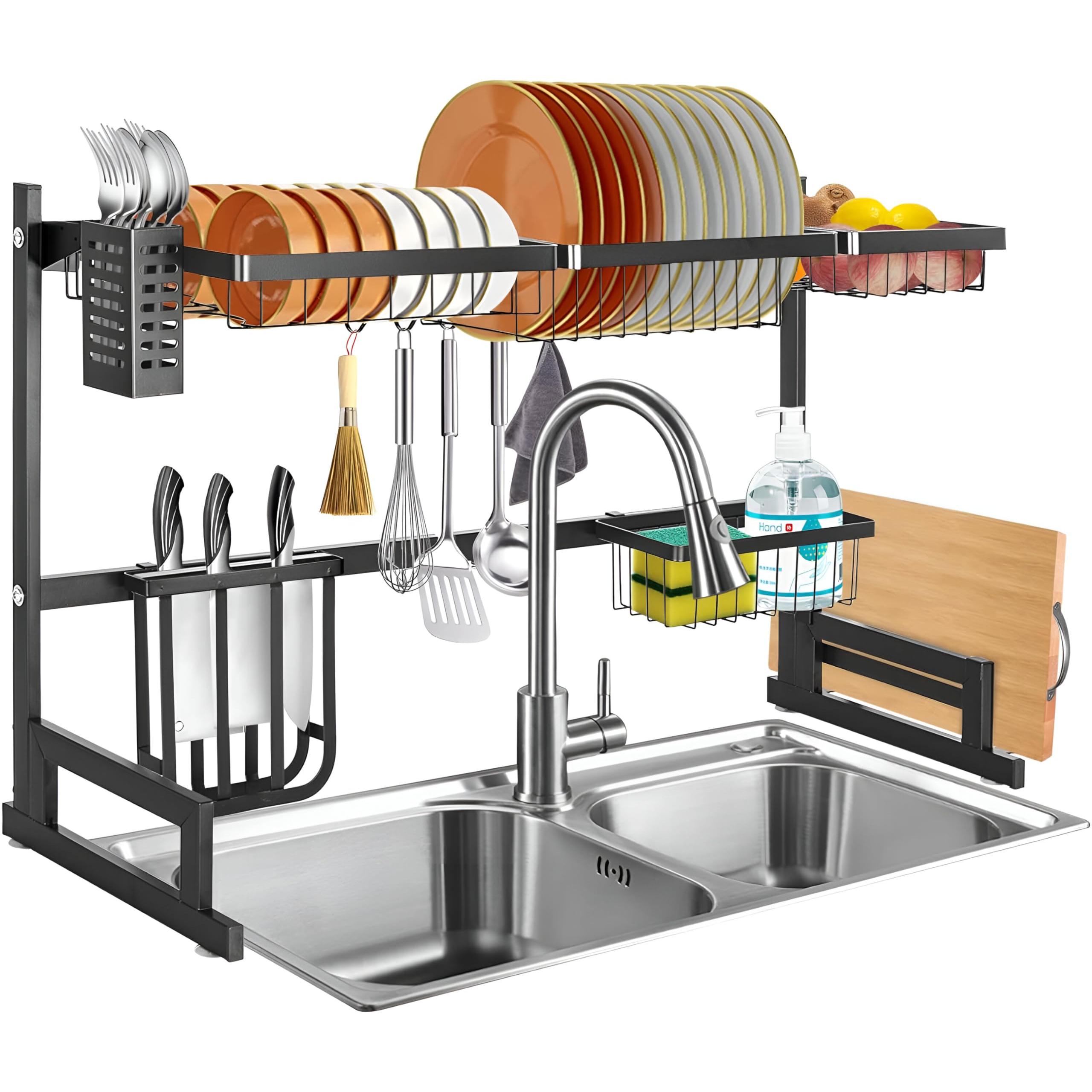 RELAXTY Escurreplatos con Soporte para Utensilios y Tabla de Cortar
