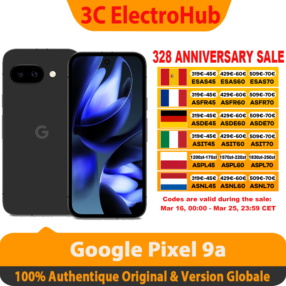 Google pixel 9a, 6,3", POLED, 120Hz 5100mah. Smartphone Google tsor G4 Titan m2, 8G RAM, 128/g