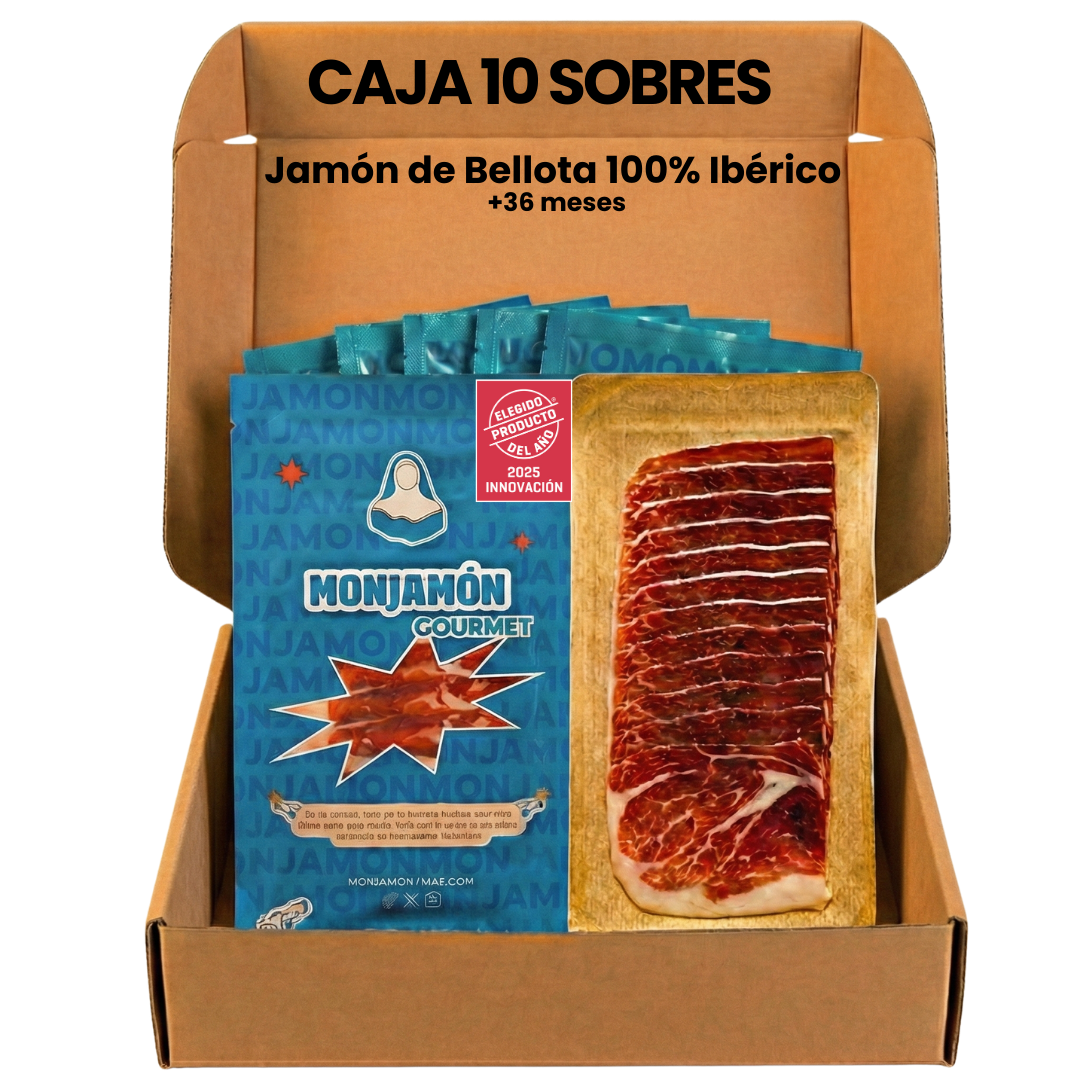 10 SOBRES JAMÓN DE BELLOTA 100% IBÉRICO +36 MESES PREMIUM  | Añada 2023 | 80 gr /ud
