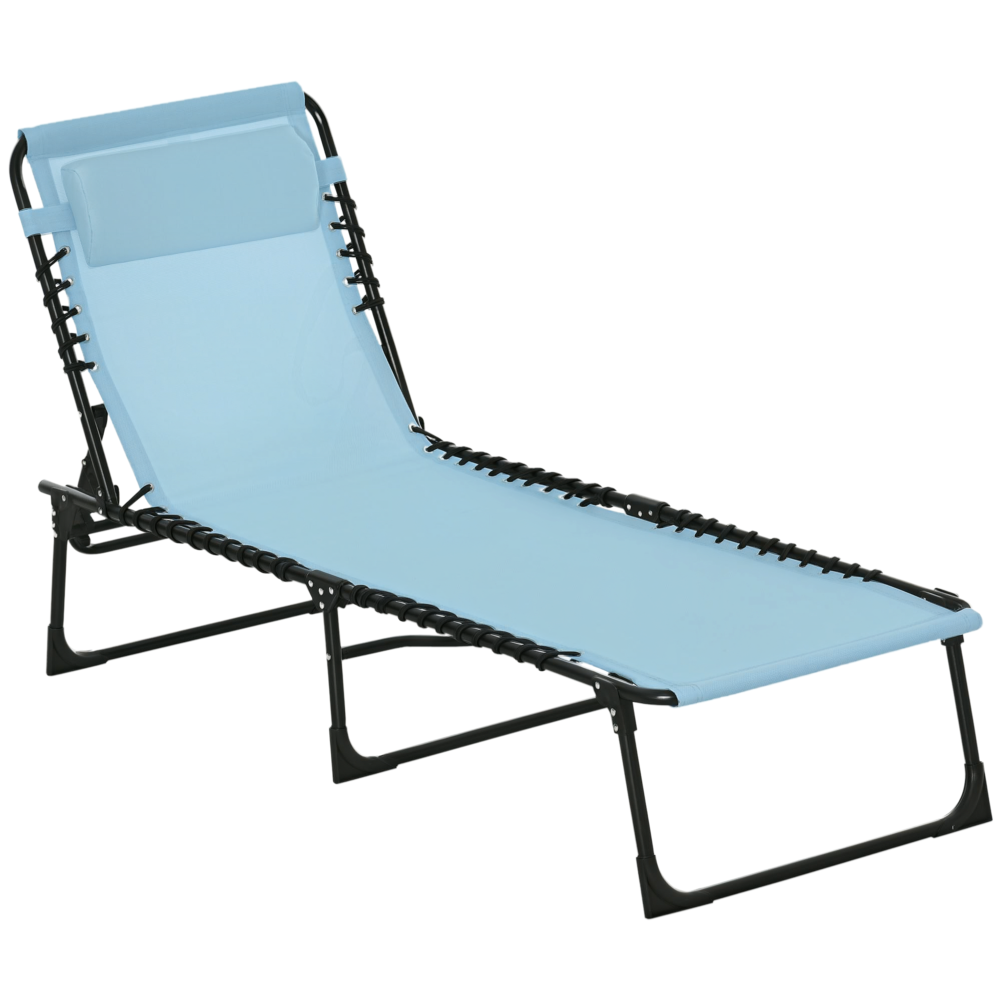 Outsunny Tumbona Plegable, Tumbona Jardín Exterior Reclinable 4 Posiciones con Reposacabezas