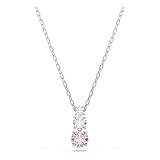 Swarovski Colgante Stilla Attract, Talla redonda, Rosa, Baño de rodio