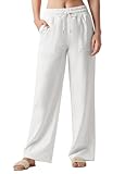 WILLIT Pantalones de lino para mujer, de algodón, pantalones de verano, de lino