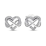Pandora Moments Pendientes de botón con diseño de corazón y símbolo de infinito