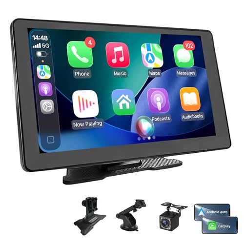 Pantalla Coche 9" con Carplay y Android Auto Inalámbrico con FM Transmisor, AUX | Plug & Play