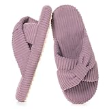 Zapatillas Mujer Cómoda Anchos Espuma de Memoria Pantuflas Casa Pana Banda Cruzada Antideslizante