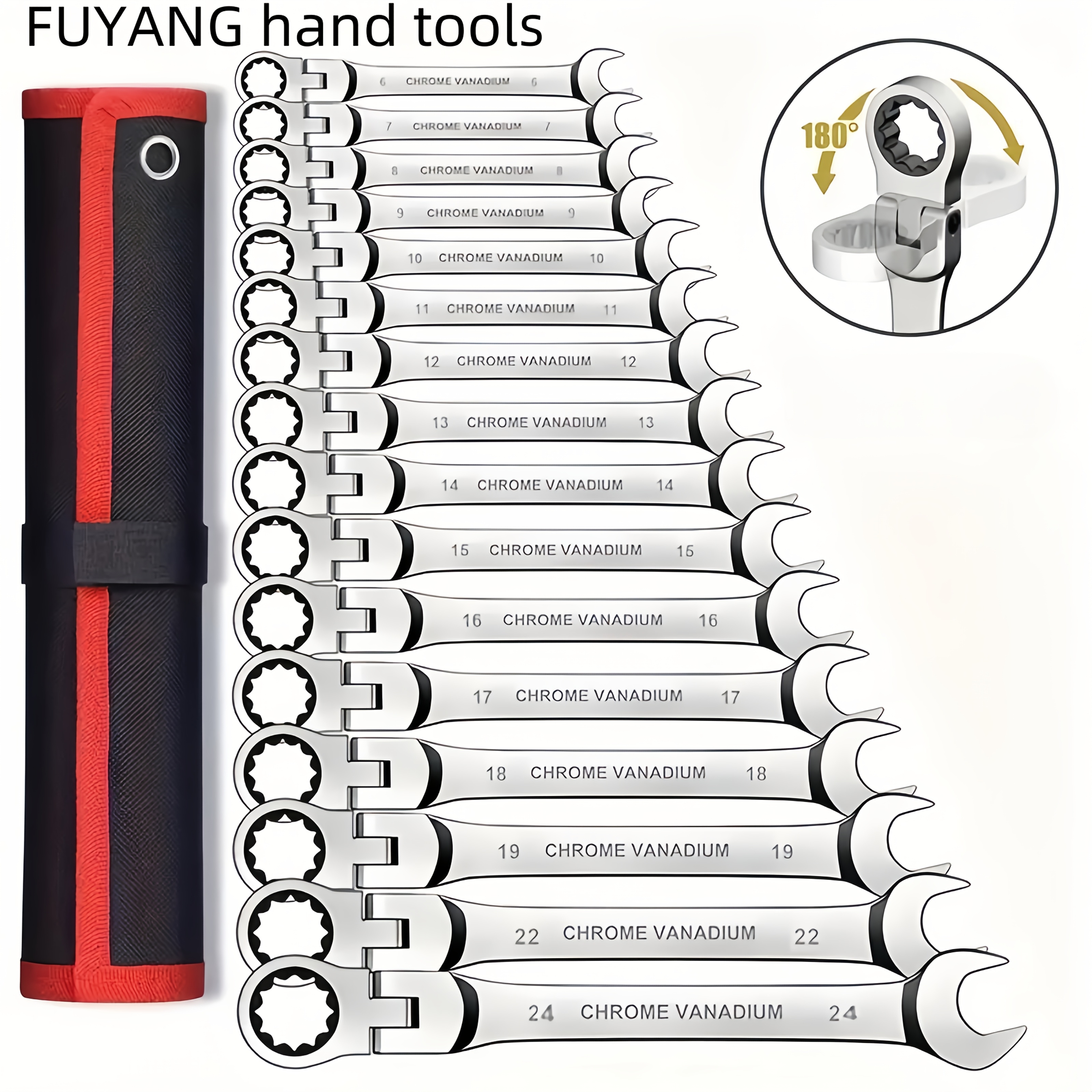 Juego de llaves ajustables de 8 piezas con embrague rojo