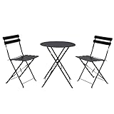 Conjunto de mesa y 2 sillas plegables de metal para jardín, balcón o terraza