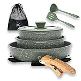 Kitchen Academy Juego de ollas de 10 piezas, Juego de ollas y sartenes con tapas de cristal