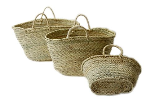 Capazo de Palma Reforzado, Cesto o Bolso de mimbre para la playa, fibras naturales